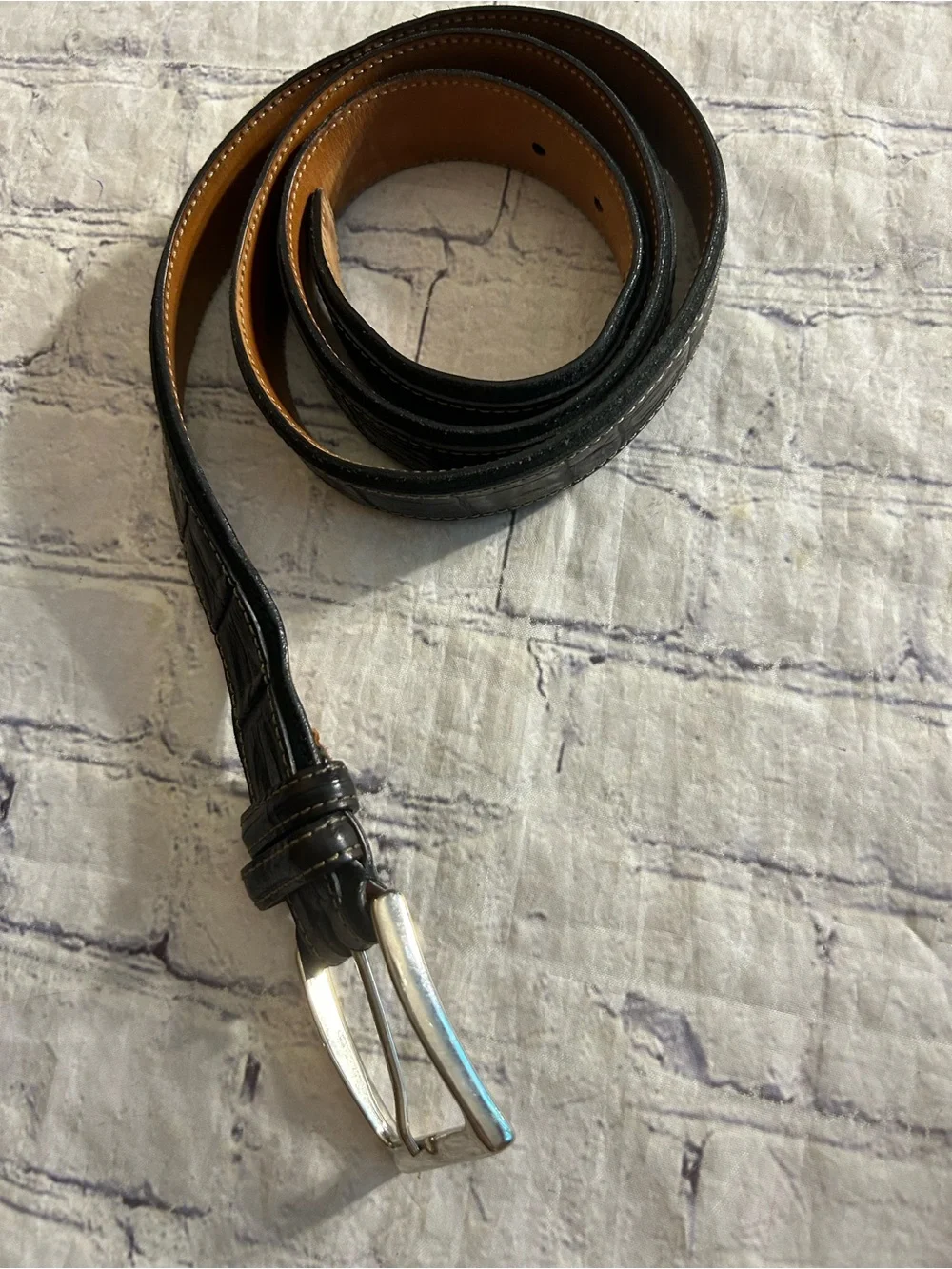ROBERT TALBOTT MADE IN ITALY BLACK LEATHER & CHUNKY BLACK LEATHER BELTS SIZE 42